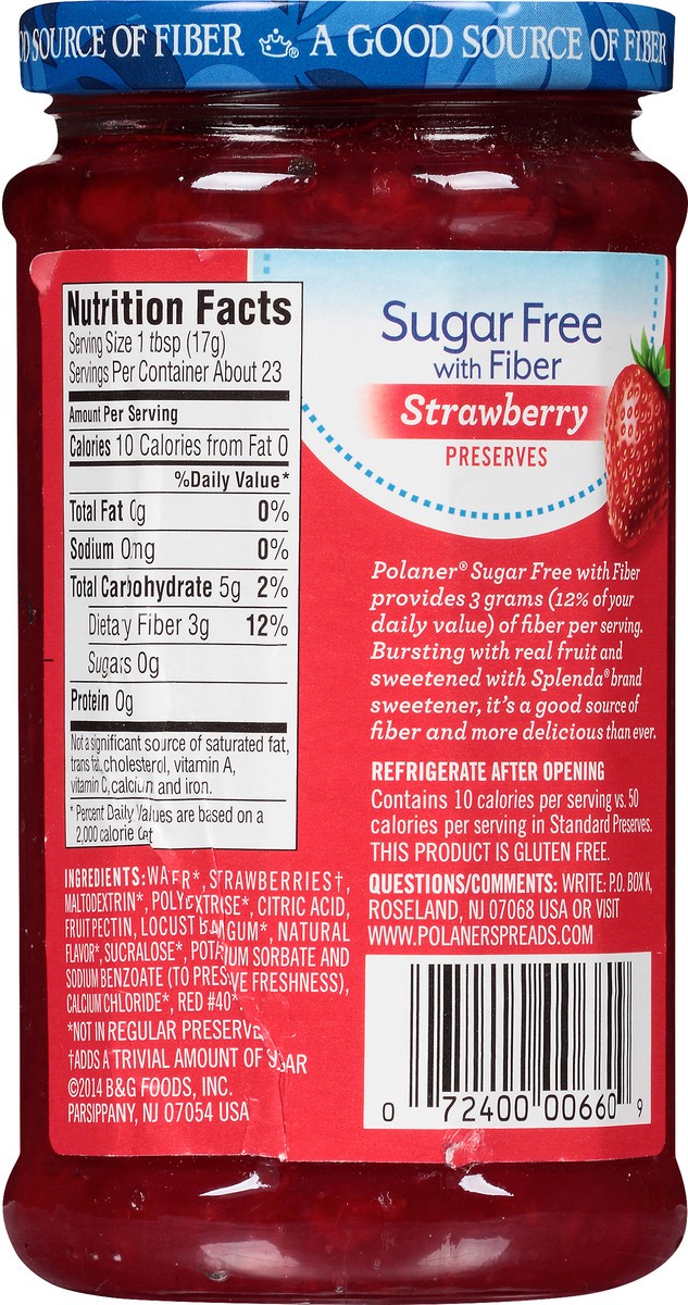 slide 7 of 7, Polaner Sugar Free with Fiber Strawberry Preserves 13.5 oz, 13.5 oz