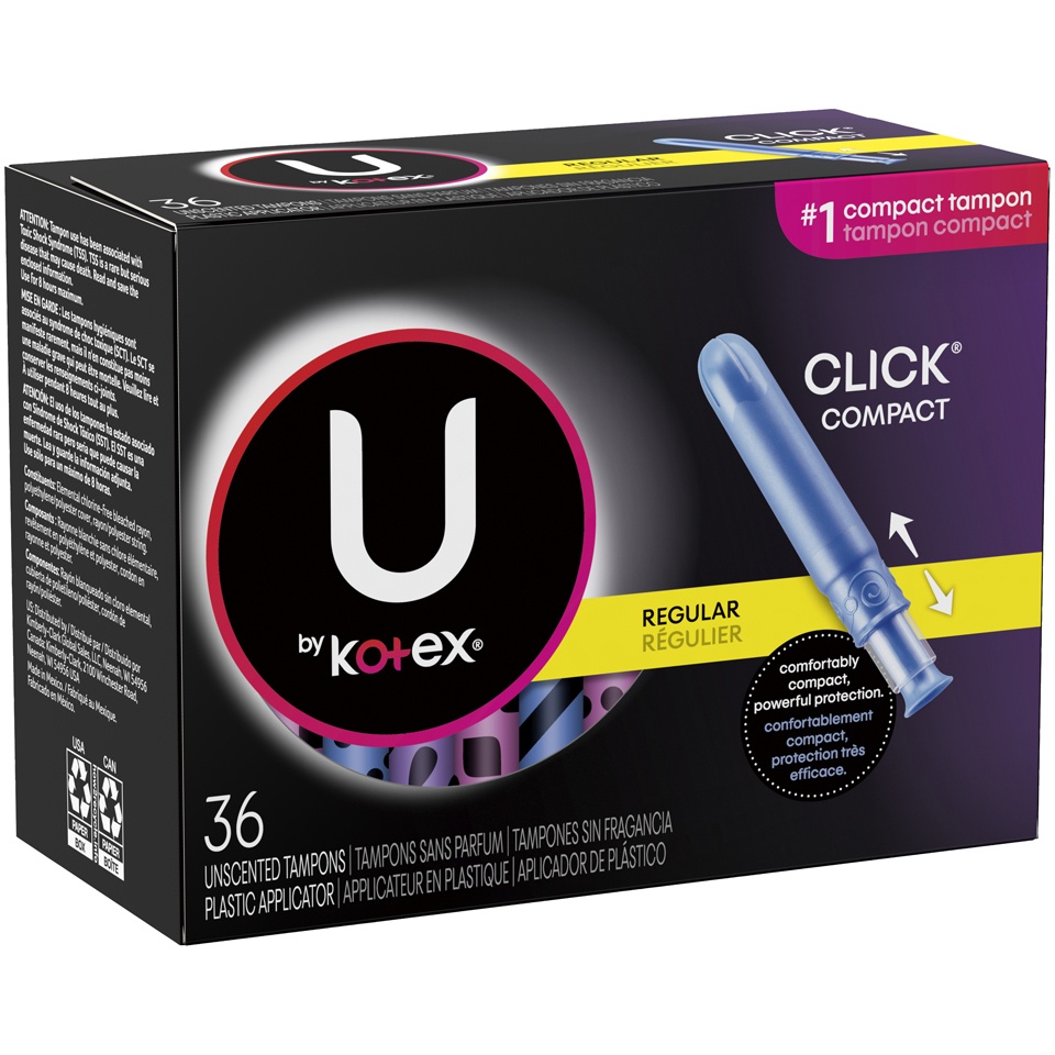 slide 2 of 3, U by Kotex Click Regular Absorbency Unscented Compact Tampons, 36 ct