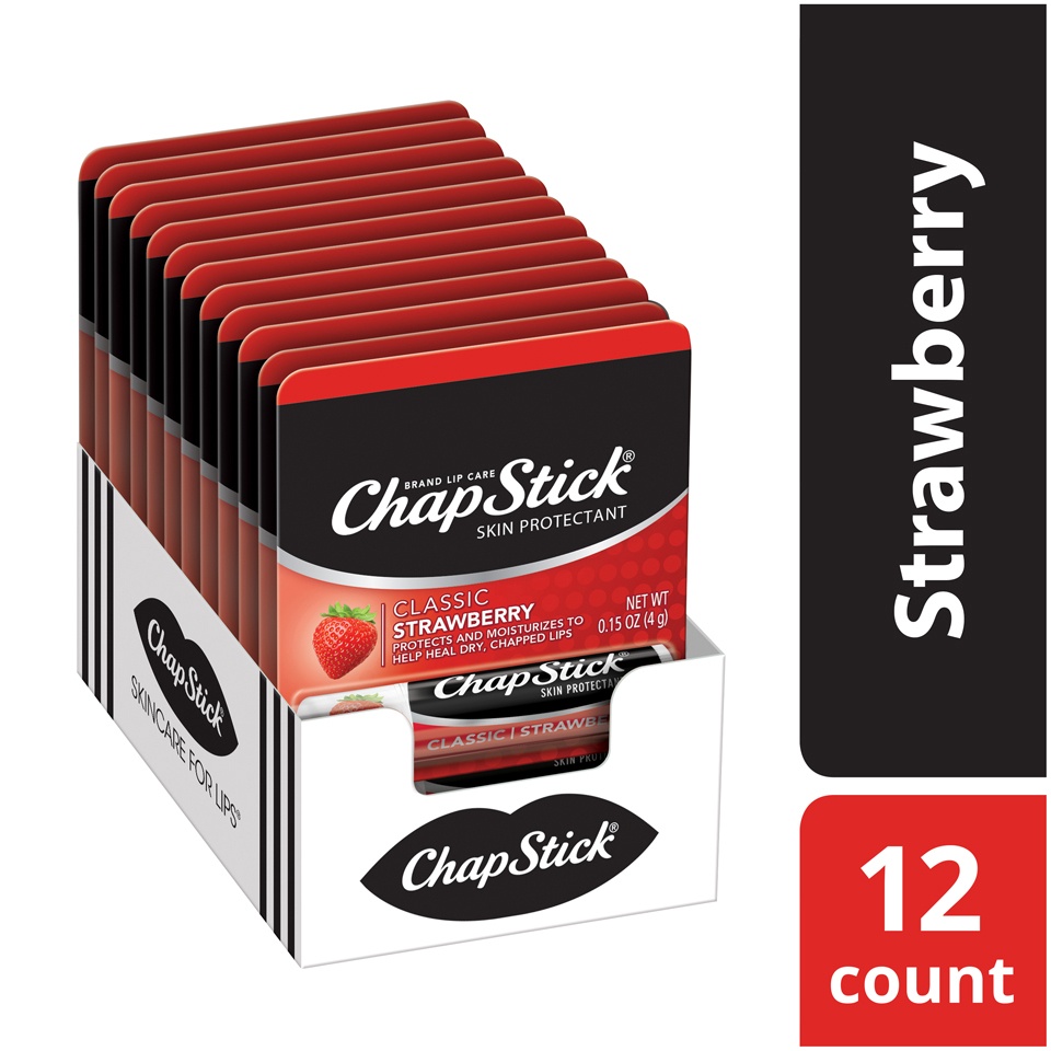 slide 2 of 5, ChapStick Classic Strawberry Lip Balm Tubes - 0.15 Oz (Pack of 12), 0.15 oz