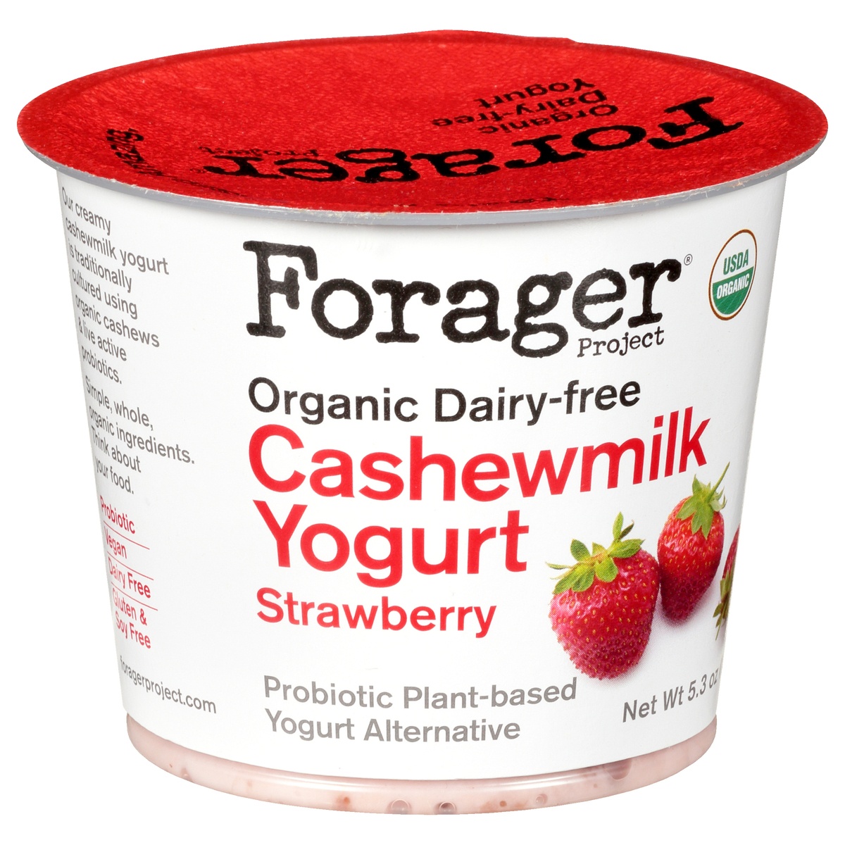 slide 2 of 10, Forager Project Cashewgurt Strawberry Dairy-Free, 5.3 oz