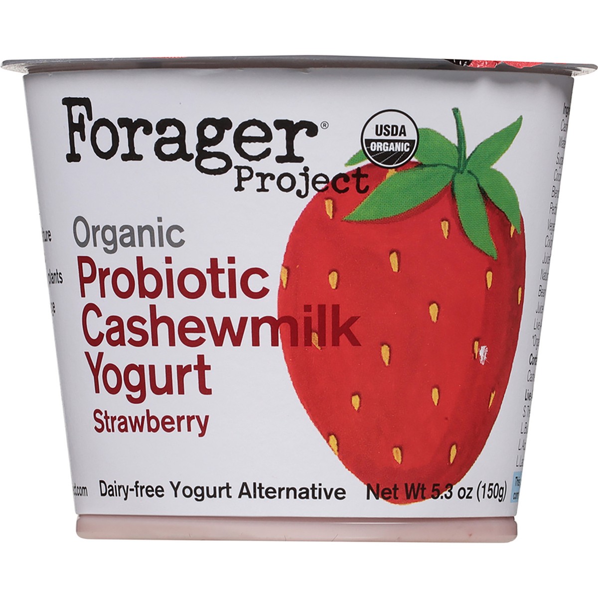 slide 1 of 9, Forager Project Dairy-Free Organic Probiotic Strawberry Cashewmilk Yogurt 5.3 oz, 5.3 oz