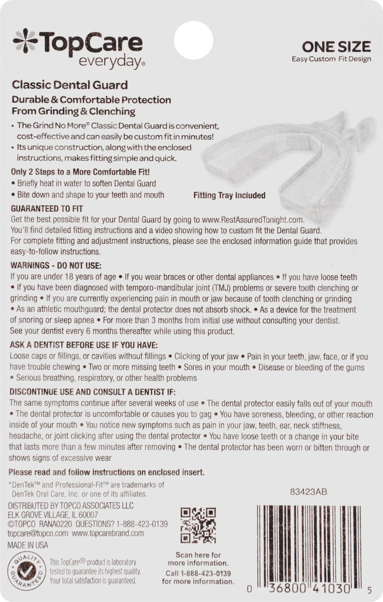 slide 5 of 11, TopCare Everyday Grind No More Classic One Size Dental Guard 2 Each, 2 ct