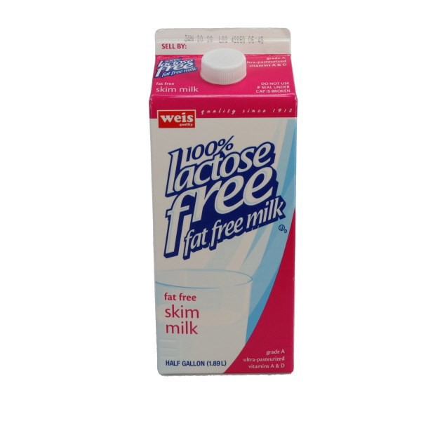 slide 1 of 1, Weis Quality 100% Lactose Free Fat Free Skim Milk, 64 fl oz