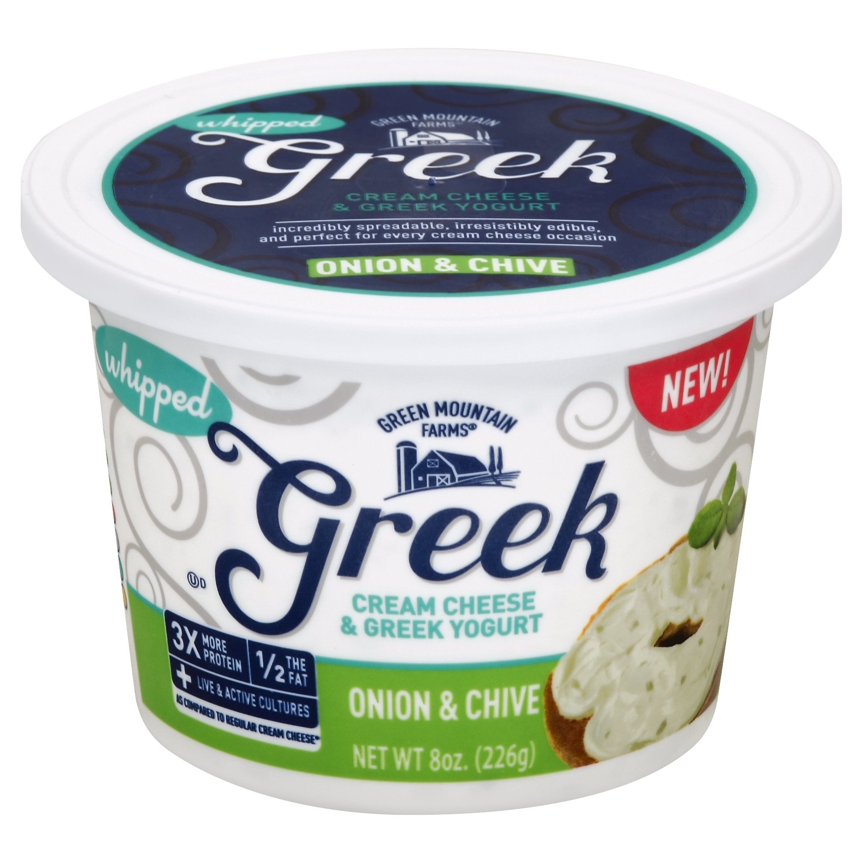 slide 1 of 1, Green Mountain Farms Onion & Chive Greek Cream Cheese, 8 oz