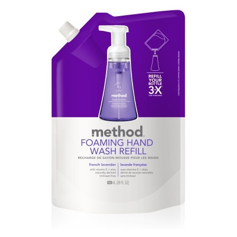 slide 1 of 3, Method French Lavender Foaming Hand Soap Refill, 28 fl oz
