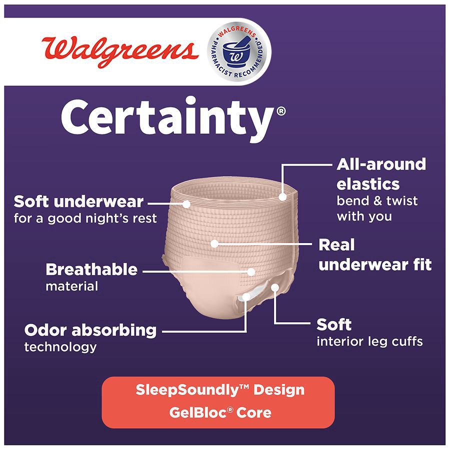 slide 4 of 5, Walgreens Certainty Women's Overnight ComfortLux Underwear X-Large, 14 ct