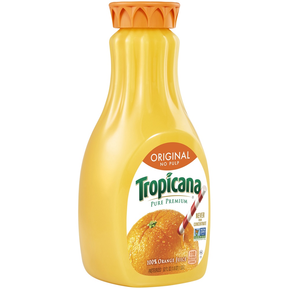 slide 3 of 6, Tropicana Pure Premium 100% Juice Orange Original No Pulp 52 Fl Oz Bottle, 52 fl oz