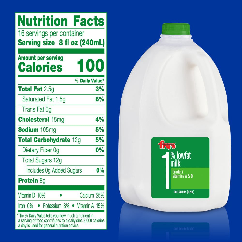 slide 2 of 3, Fry's 1% Lowfat Milk, 1 gal