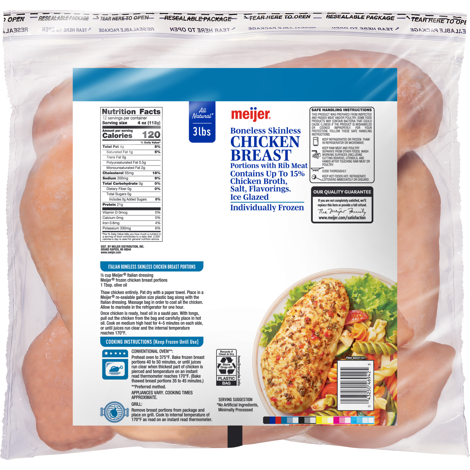 slide 4 of 5, Meijer Frozen Chicken Breasts, 48 Oz, 48 oz