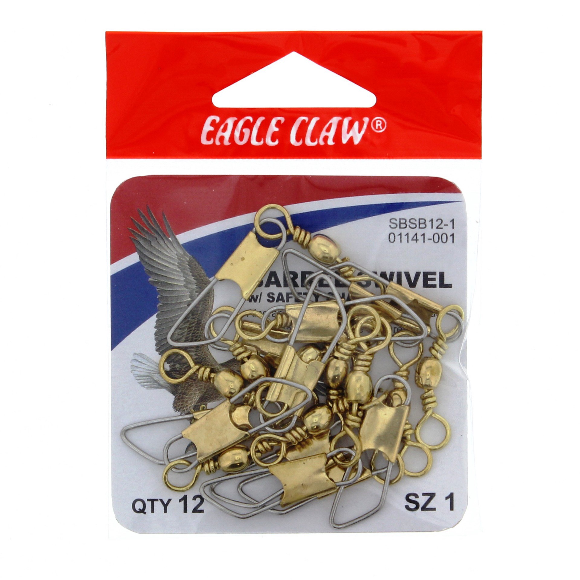 slide 1 of 1, Eagle Claw Barrel Swivel with Safety Snap, Size 1, 12 ct