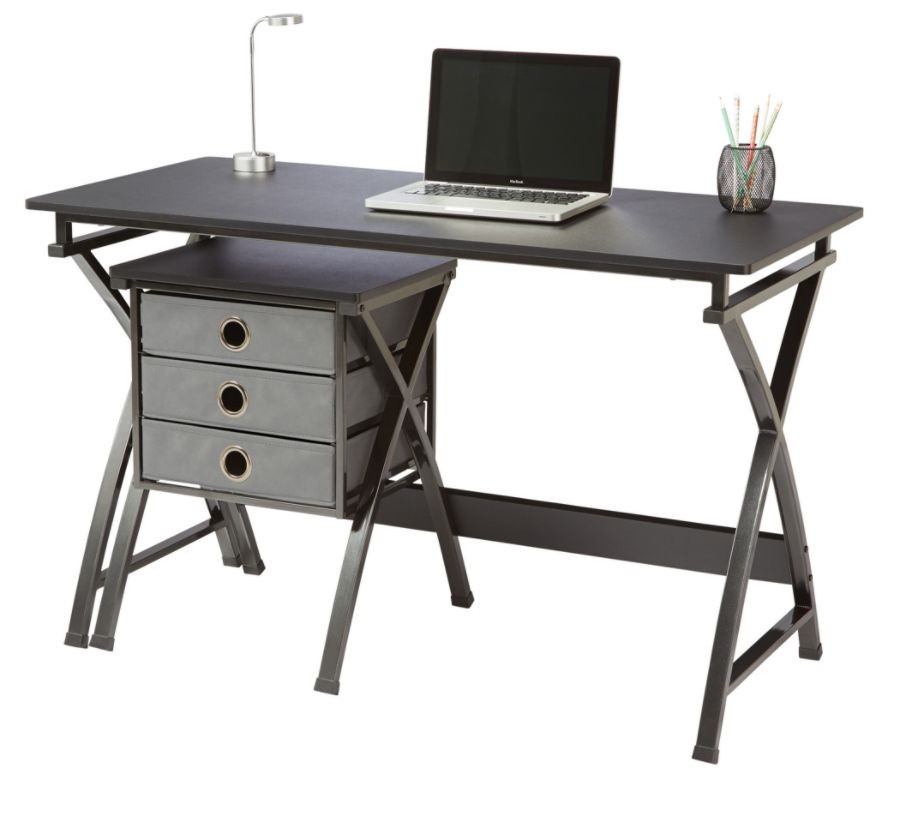 slide 2 of 10, Brenton Studio X-Cross 48''W Desk And File Set, Black, 1 ct