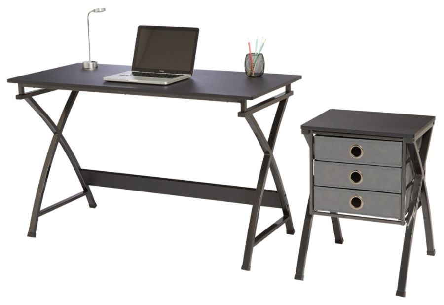 slide 3 of 10, Brenton Studio X-Cross 48''W Desk And File Set, Black, 1 ct