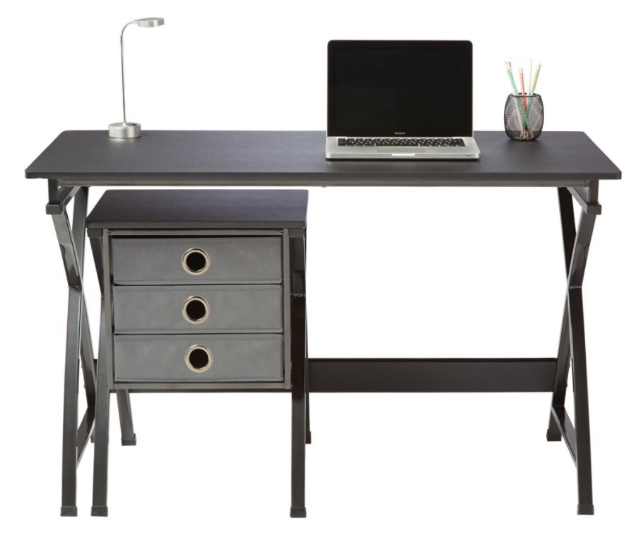 slide 4 of 10, Brenton Studio X-Cross 48''W Desk And File Set, Black, 1 ct