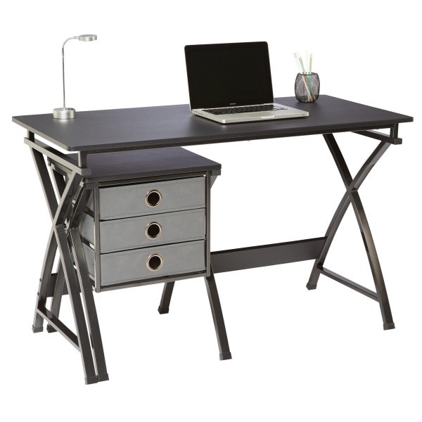 slide 1 of 10, Brenton Studio X-Cross 48''W Desk And File Set, Black, 1 ct