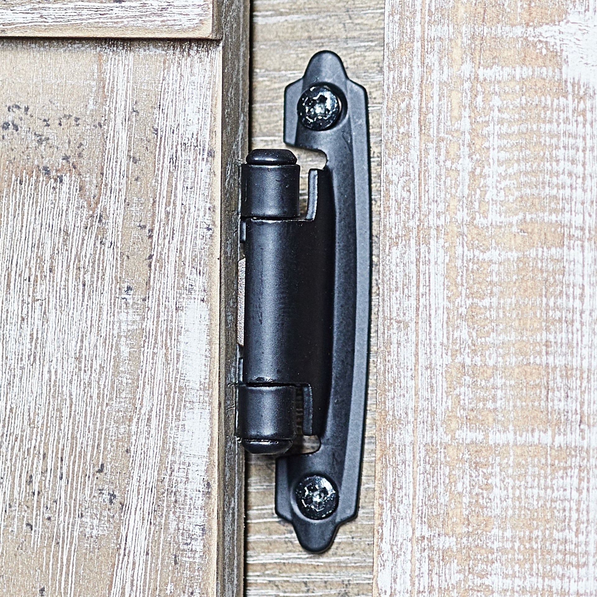 slide 5 of 6, RELIABILT 200-Degree Adjustable Overlay Overlay Surface Self-Closing Matte black Cabinet Hinge, 1 Pair(s) 2 -Pieces, 1 ct