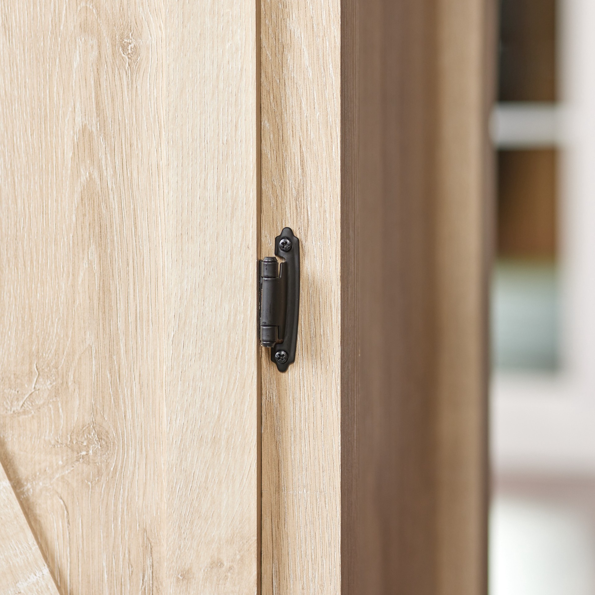 slide 3 of 6, RELIABILT 200-Degree 3/8-in Inset Inset Surface Self-Closing Matte black Cabinet Hinge, 1 Pair(s) 2 -Pieces, 1 ct