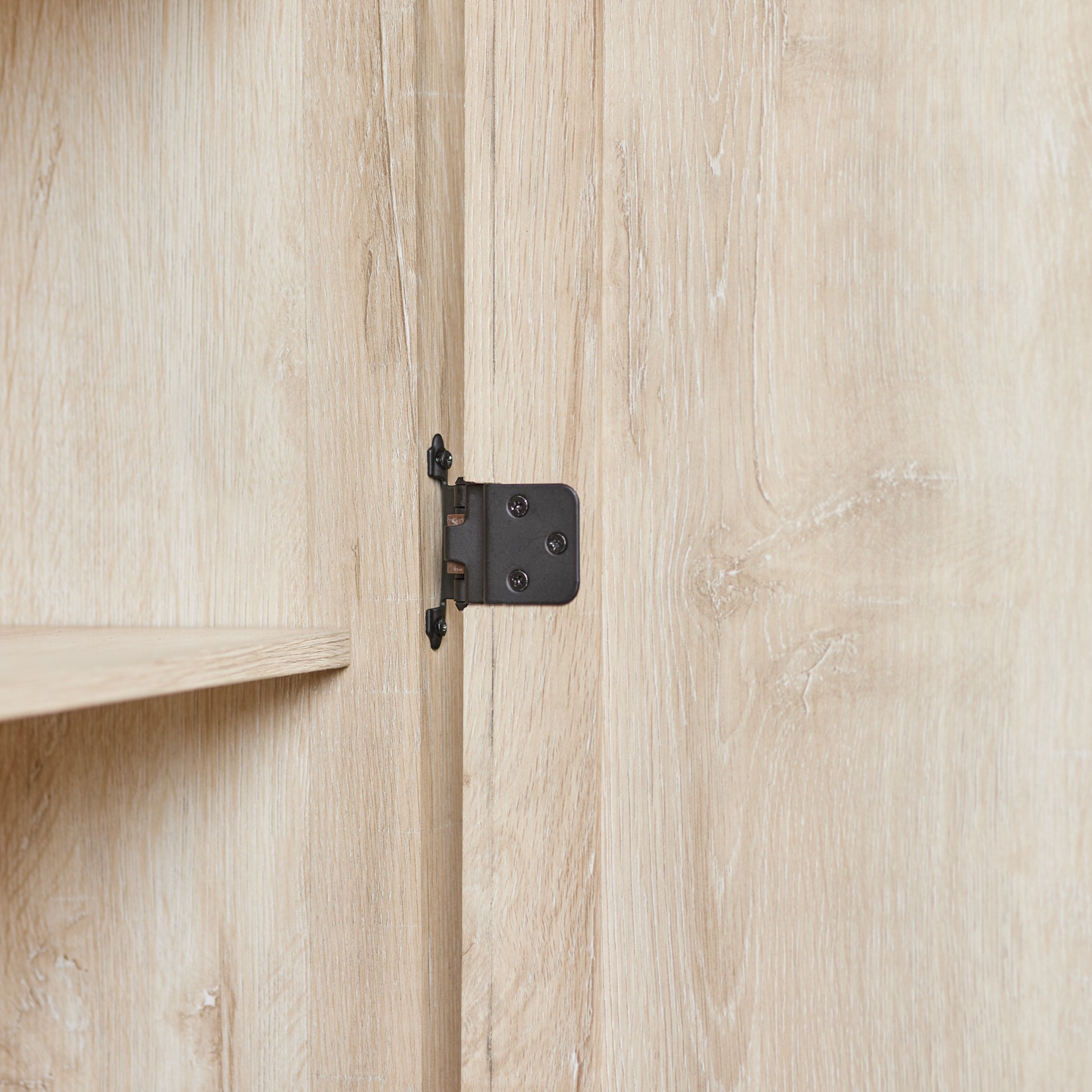 slide 4 of 6, RELIABILT 200-Degree 3/8-in Inset Inset Surface Self-Closing Matte black Cabinet Hinge, 1 Pair(s) 2 -Pieces, 1 ct