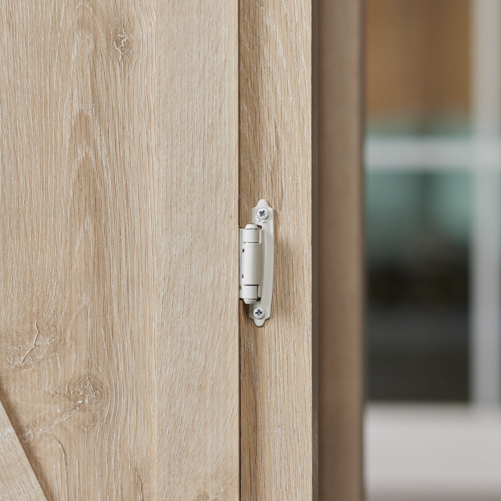 slide 3 of 6, RELIABILT 200-Degree 3/8-in Inset Inset Surface Self-Closing White Cabinet Hinge, 1 Pair(s) 2 -Pieces, 1 ct