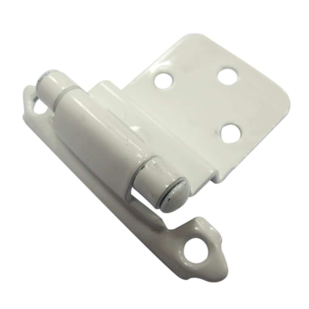 slide 1 of 6, RELIABILT 200-Degree 3/8-in Inset Inset Surface Self-Closing White Cabinet Hinge, 1 Pair(s) 2 -Pieces, 1 ct