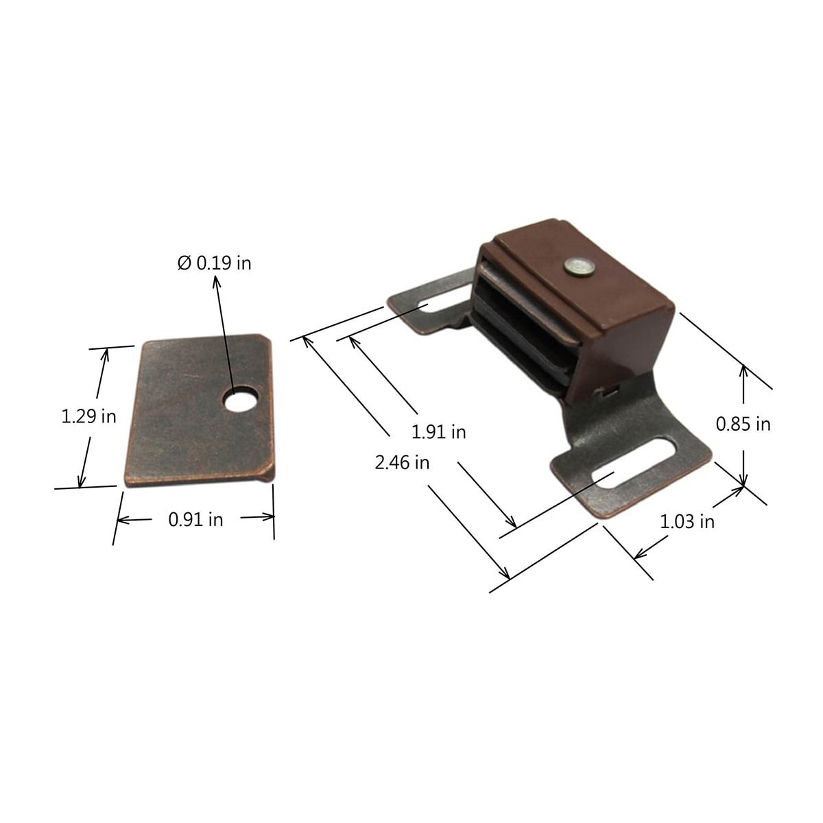 slide 2 of 5, RELIABILT Matte Copper Antique Copper/Brown Magnetic Catch, 1 ct