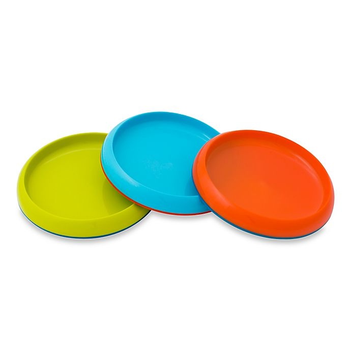 slide 1 of 2, Boon PLATE Edgeless Non-Skid Plates - Lime/Teal/Orange, 3 ct