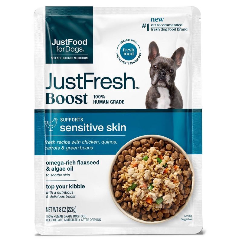 slide 1 of 2, JustFoodForDogs Boost Sensitive Skin Chicken Flavor Wet Dog Food - 8oz, 8 oz