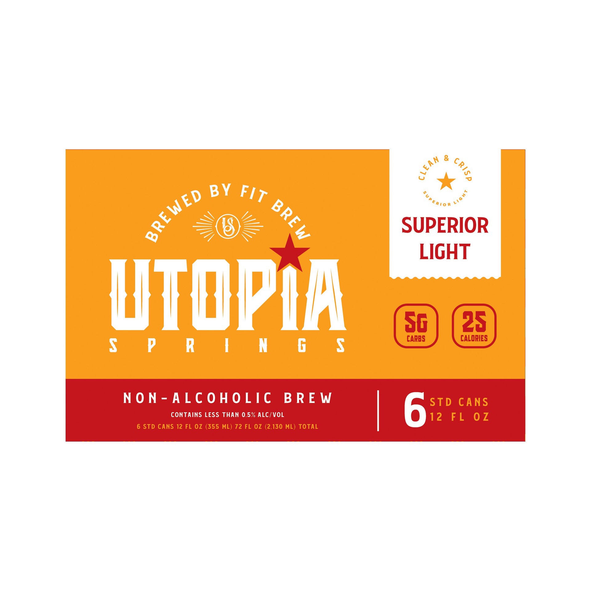 slide 1 of 1, Utopia Springs Non-Alcoholic Superior Light 6pk Cans, 12 oz