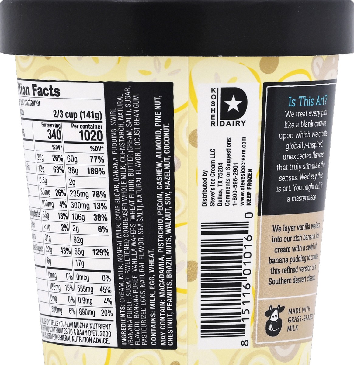 slide 6 of 6, Steve's Ice Cream Southern Banana Pudding Ice Cream -16oz, 1 pint