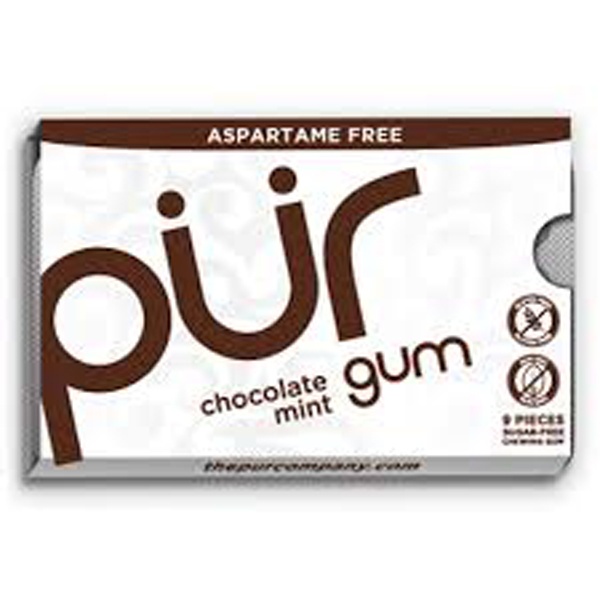 slide 1 of 1, PUR Chocolate Mint Gum, 9 ct