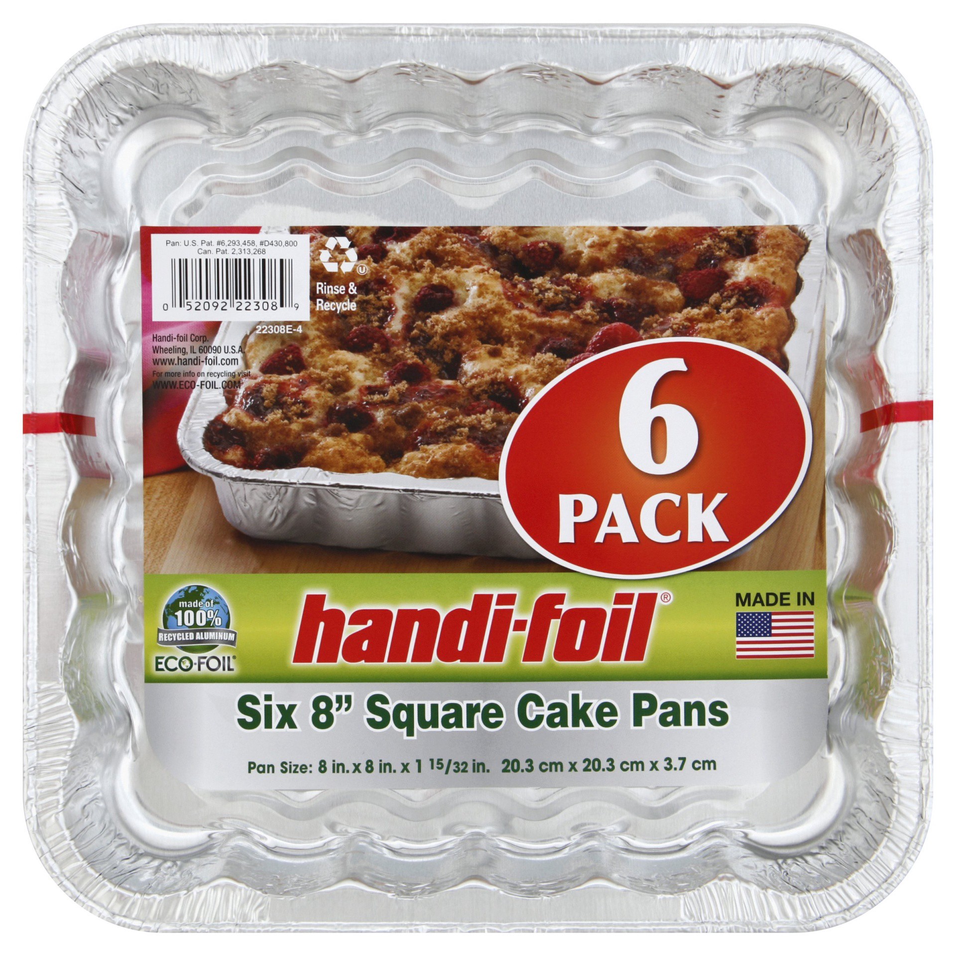 slide 1 of 2, Handi-foil Square Cake Pans, 6 ct
