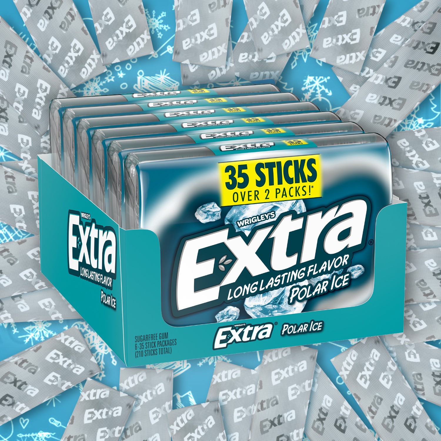 slide 2 of 5, EXTRA Polar Ice Sugar Free Chewing Gum Bulk, 15 ct (6 Pack), 210 pc