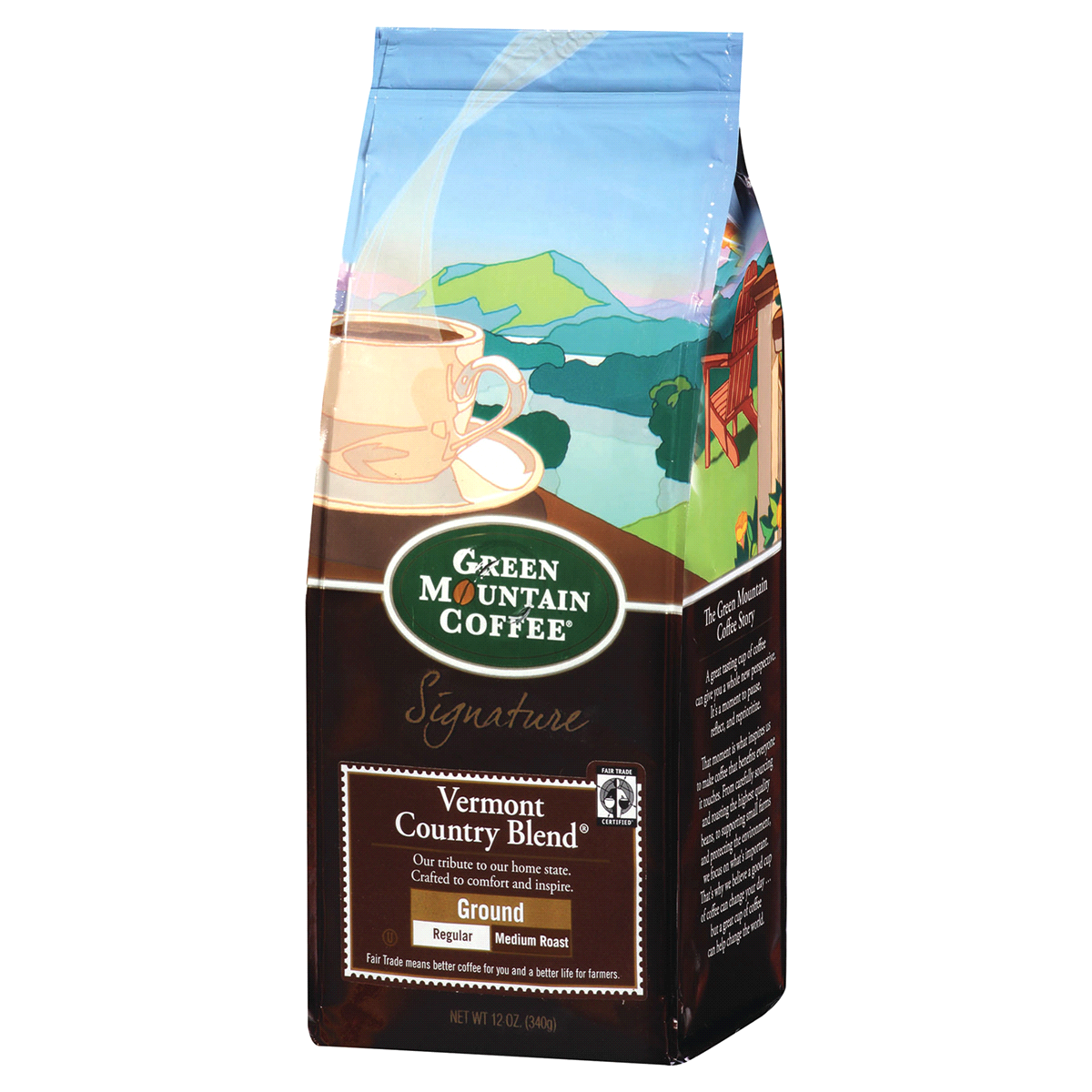 slide 6 of 6, Green Mountain Coffee Roasters, Vermont Country Blend, Fair Trade Certified, Ground Coffee, Medium Roast, Bagged - 12 oz, 12 oz