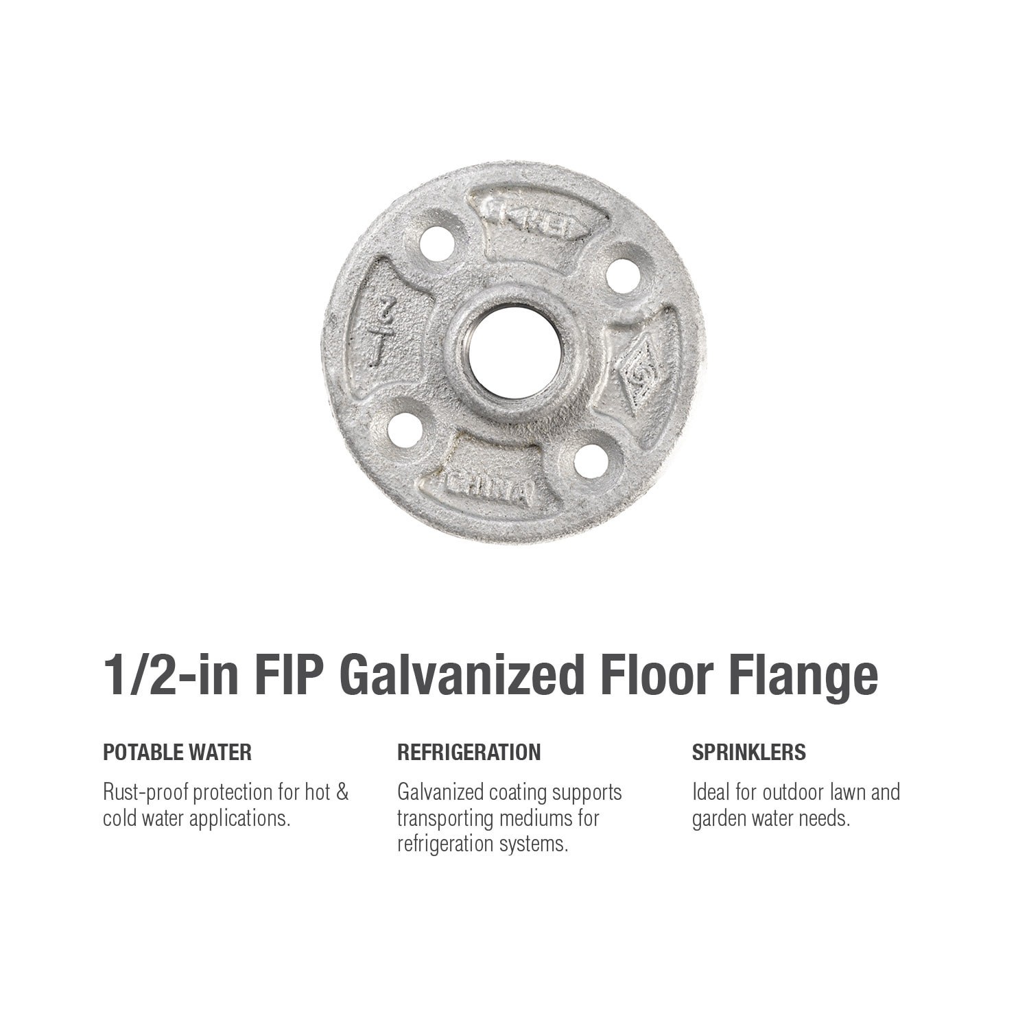 slide 6 of 6, RELIABILT 1/2-in Galvanized Floor Flange, 1 ct