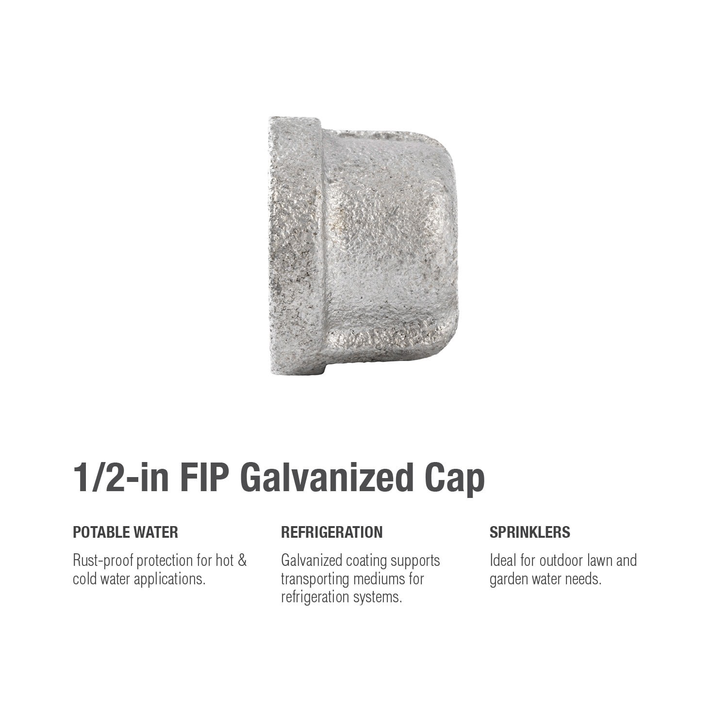 slide 6 of 6, RELIABILT 1/2-in Galvanized Cap, 1 ct