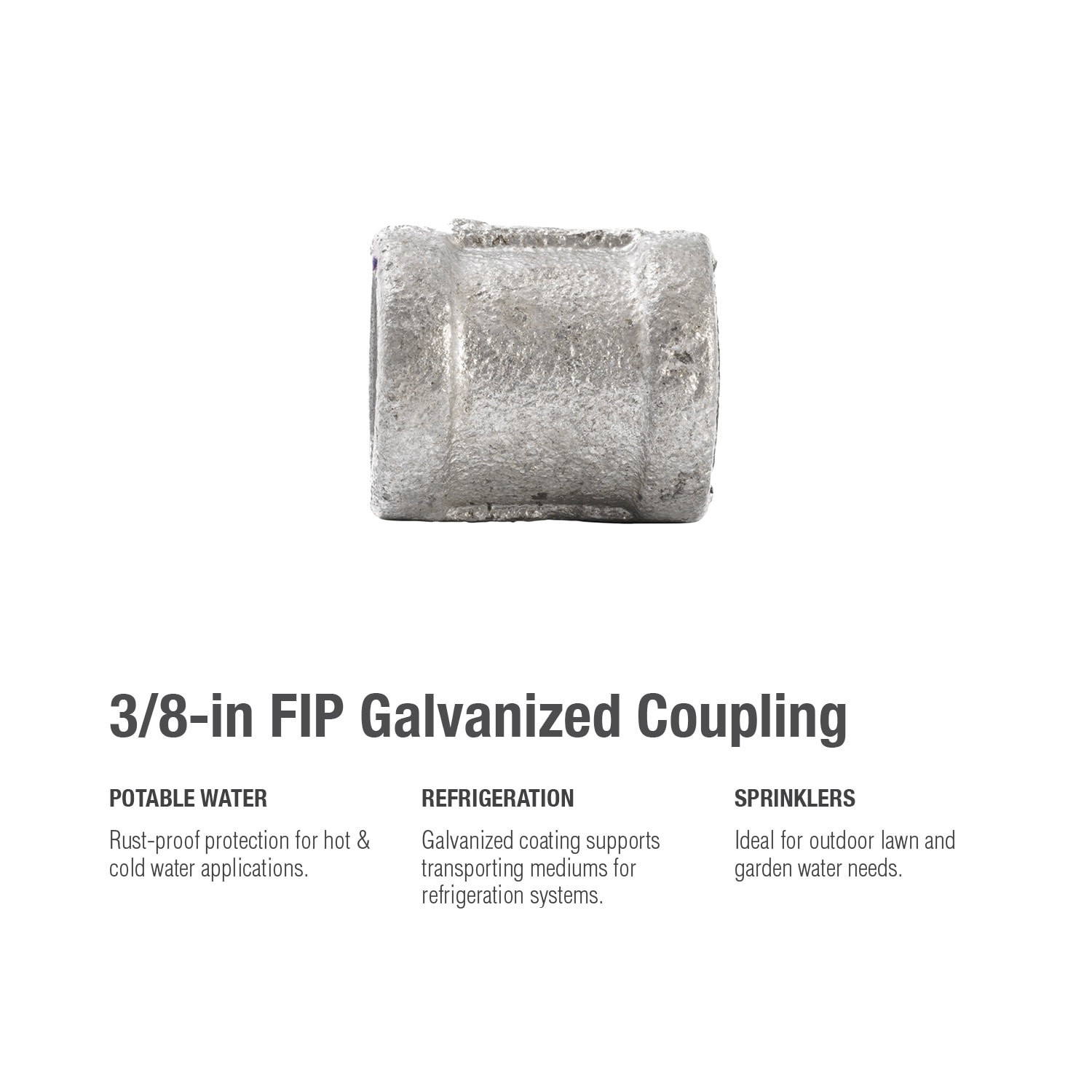 slide 5 of 6, RELIABILT 3/8-in Galvanized Coupling, 1 ct