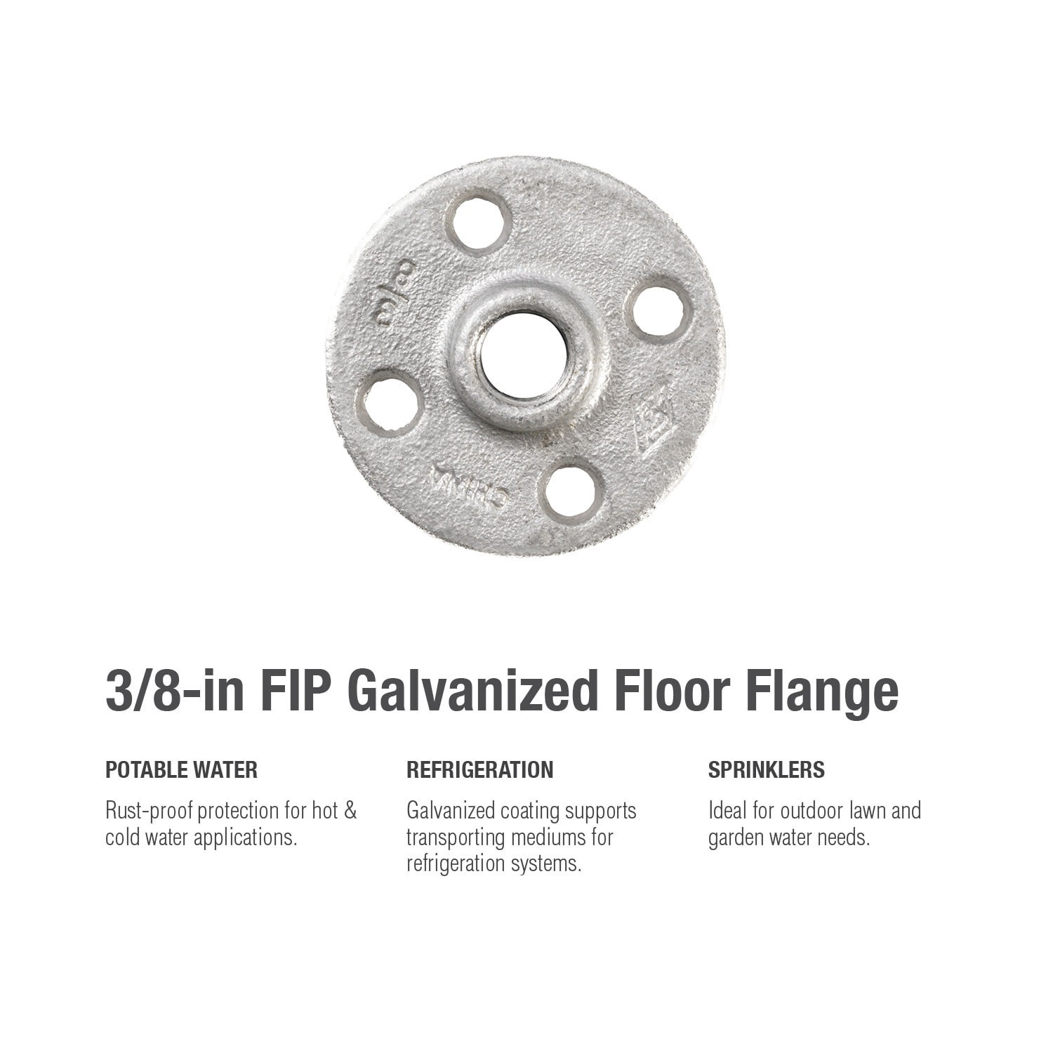 slide 5 of 6, RELIABILT 3/8-in Galvanized Floor Flange, 1 ct