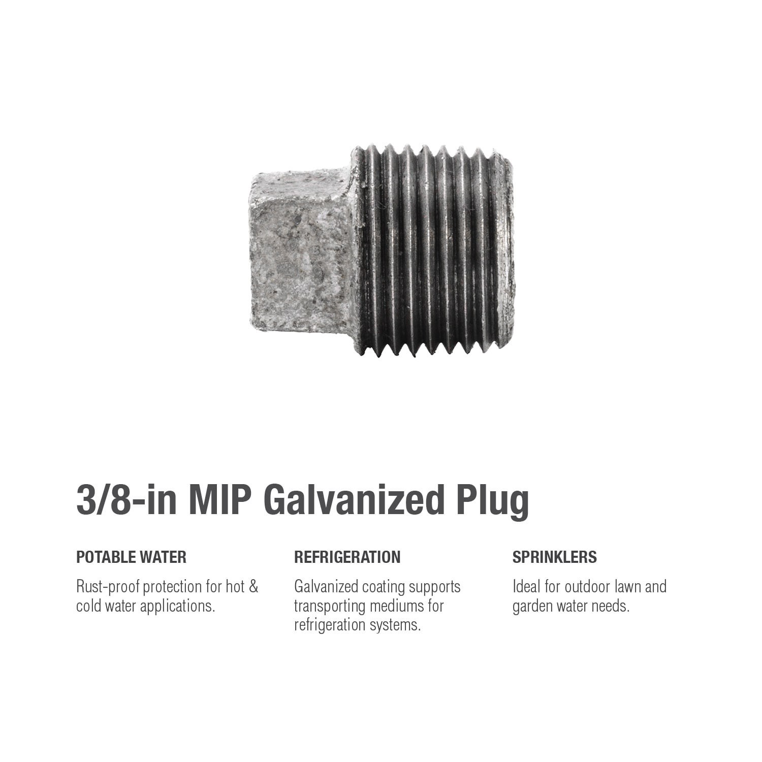 slide 5 of 6, RELIABILT 3/8-in Galvanized Plug, 1 ct