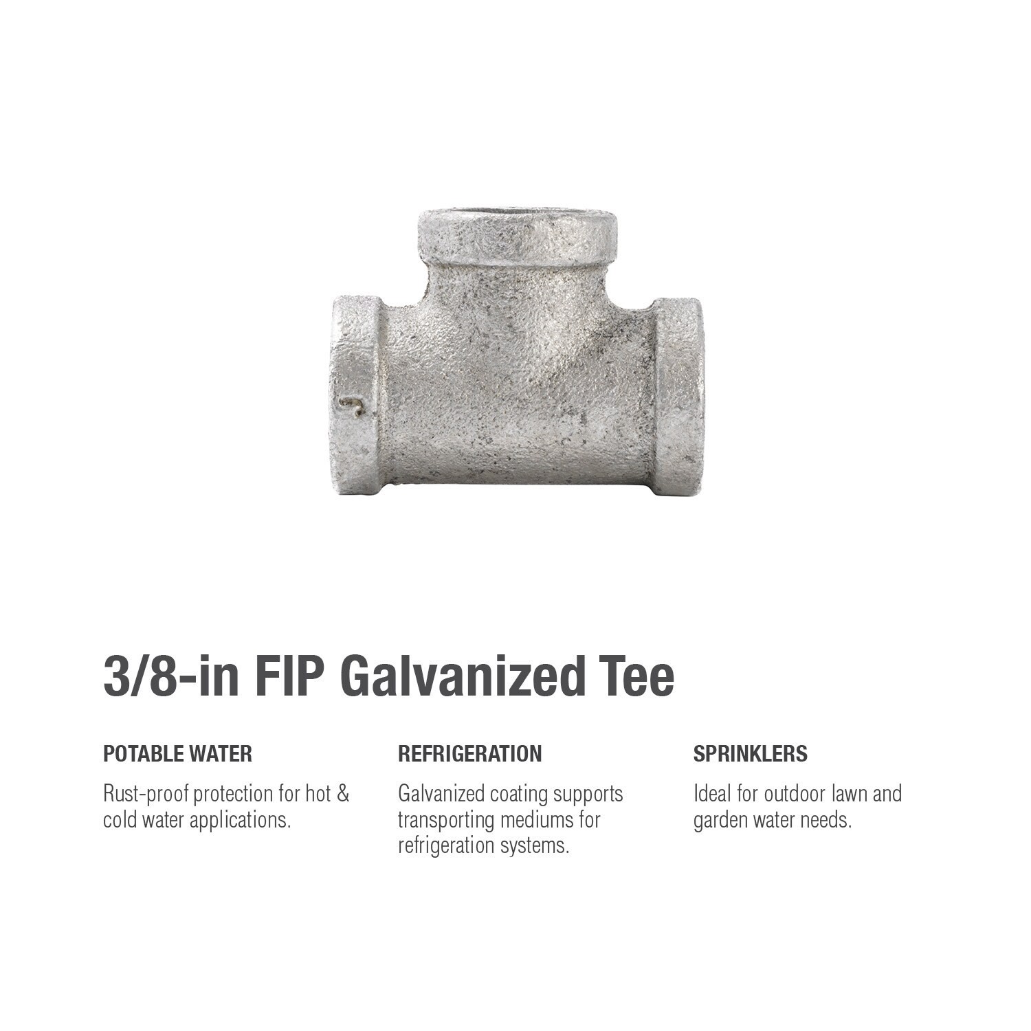 slide 5 of 6, RELIABILT 3/8-in Galvanized Tee, 1 ct