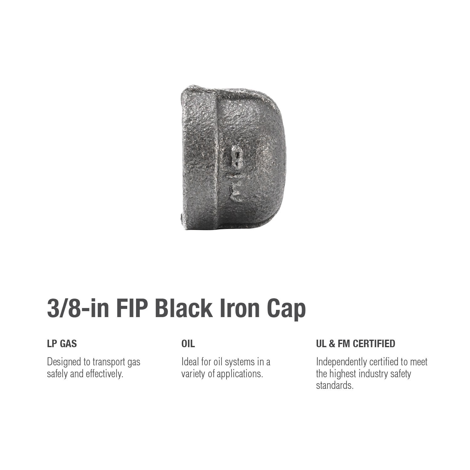 slide 5 of 6, RELIABILT 3/8-in Black Iron Cap Fitting, 1 ct