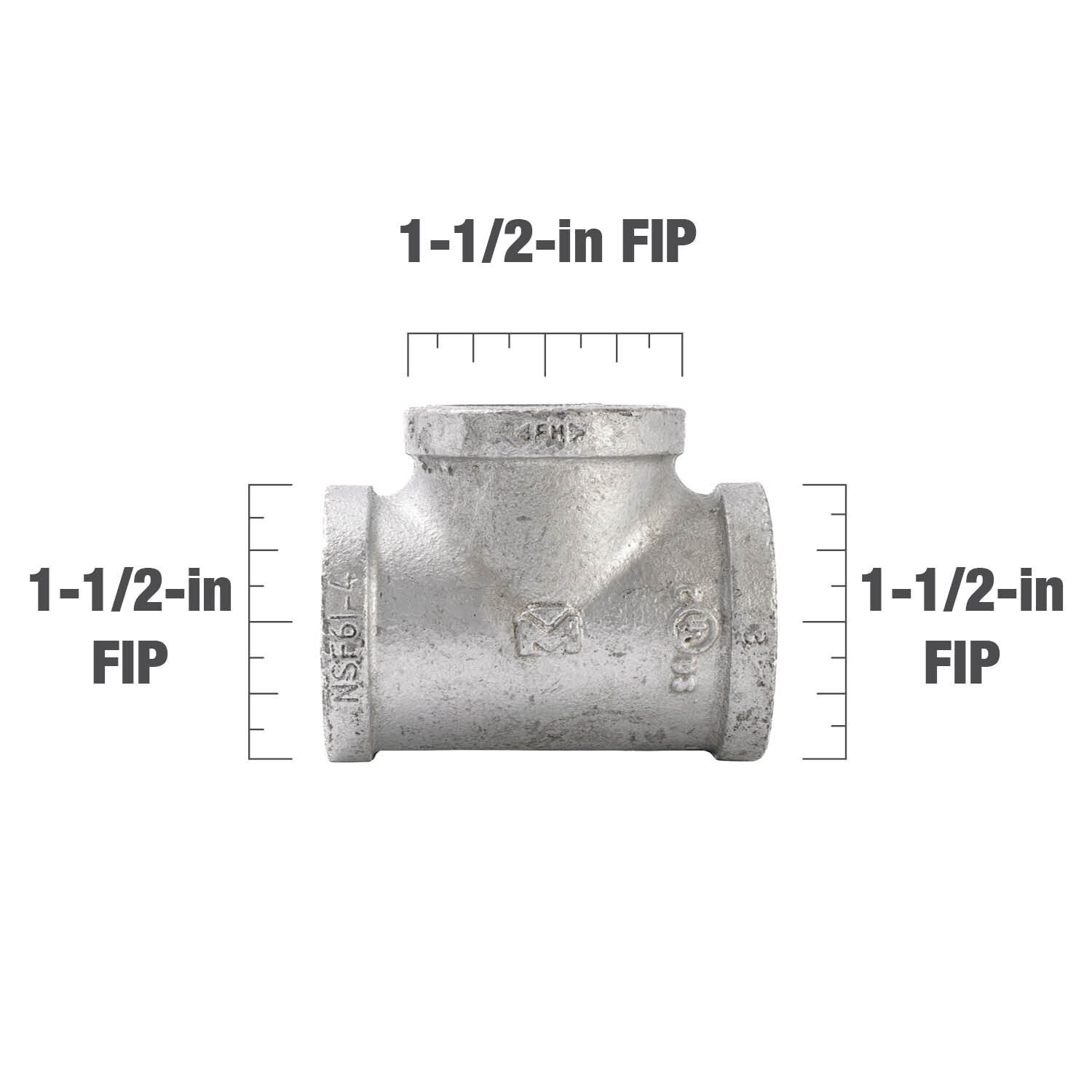slide 4 of 6, RELIABILT 1-1/2-in Galvanized Tee, 1 ct