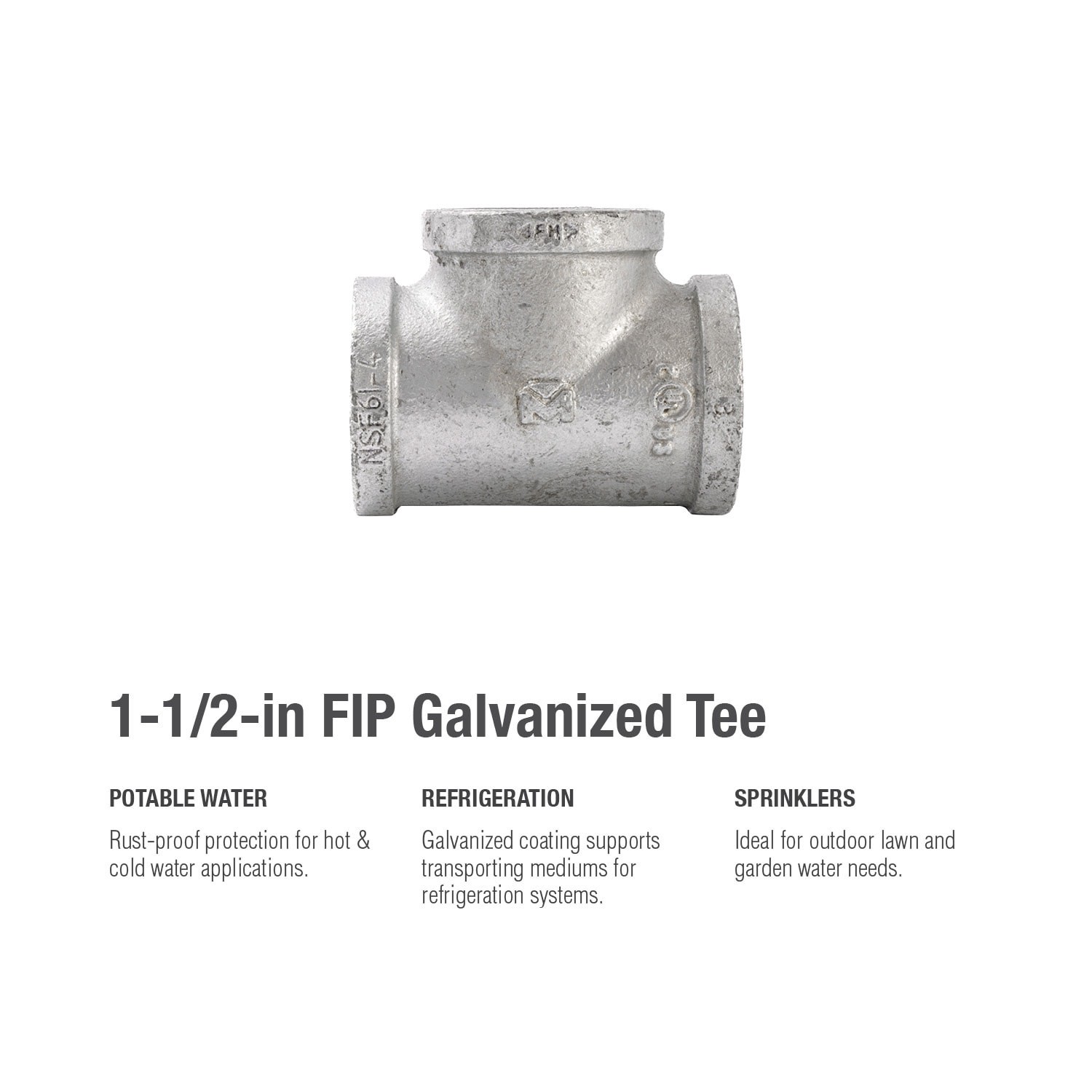 slide 6 of 6, RELIABILT 1-1/2-in Galvanized Tee, 1 ct
