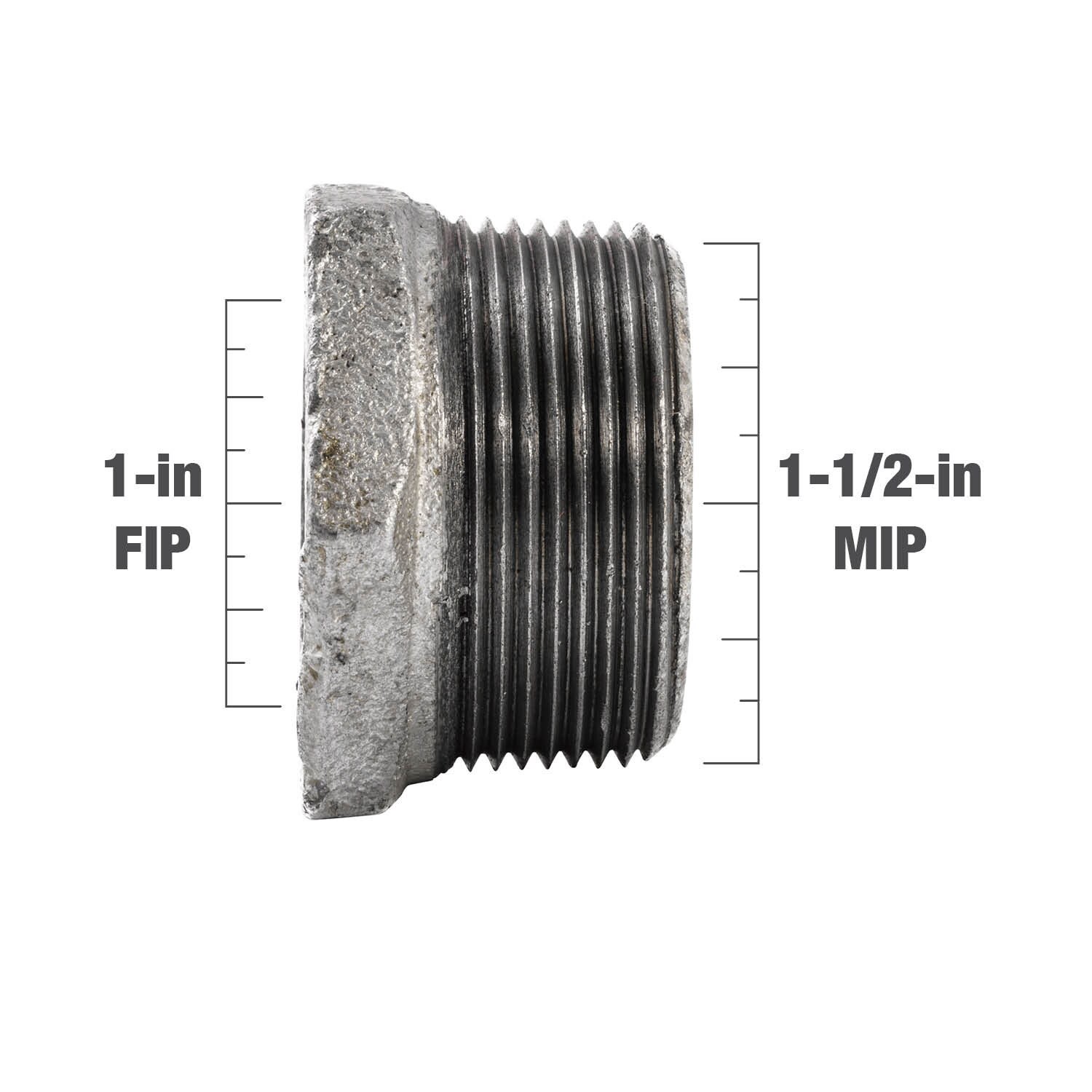 slide 4 of 6, RELIABILT 1-1/2-in x 1-in Galvanized Hex Bushing, 1 ct