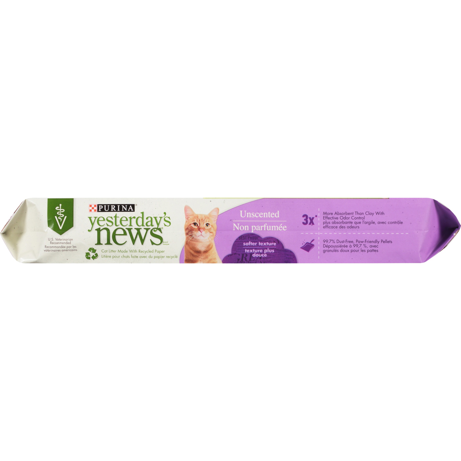 slide 4 of 8, Purina Yesterday's News Non Clumping Paper Cat Litter, Softer Texture Unscented Cat Litter, 13.20 lb