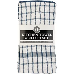 Ritz Blue Cotton Kitchen Towel & Cloth Set