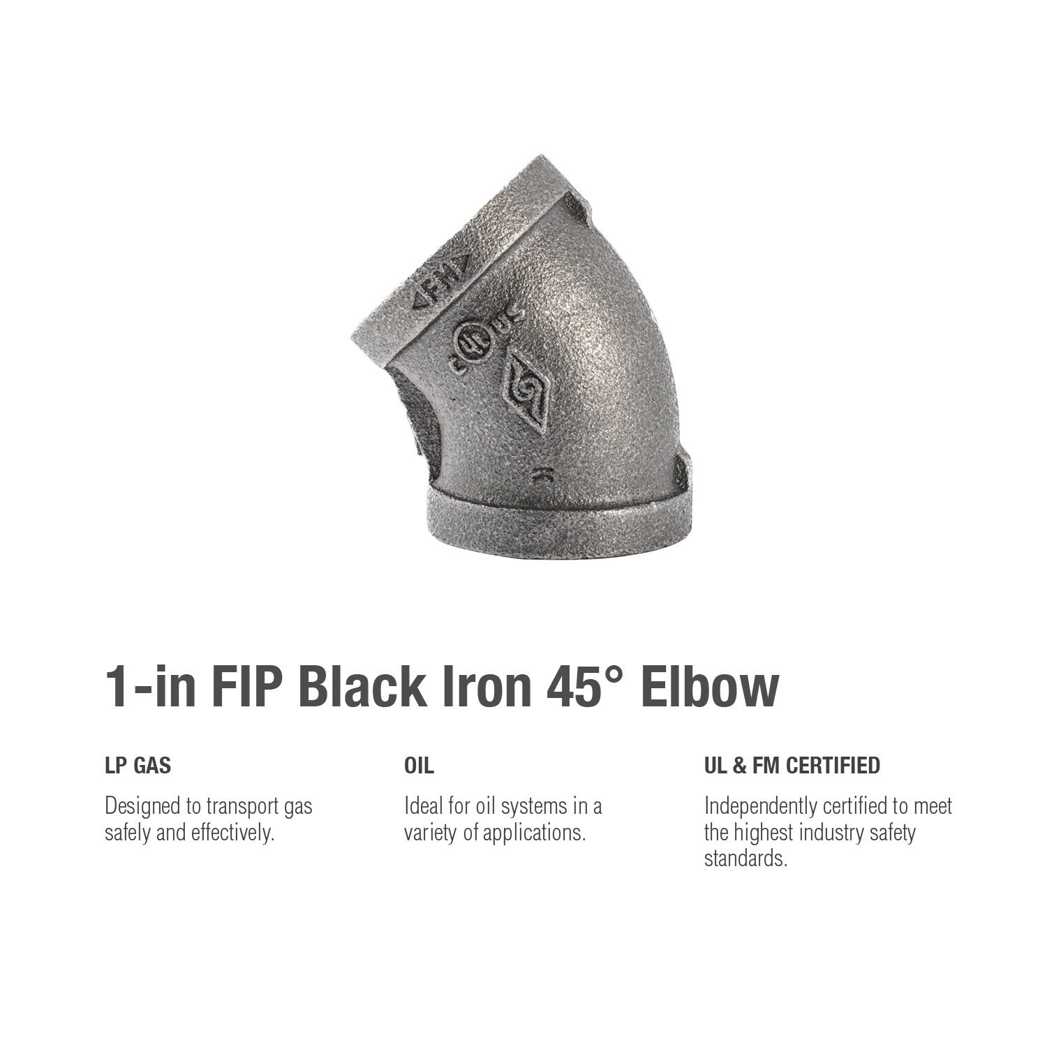slide 5 of 6, RELIABILT 1-in 45 Black Iron Elbow Fitting, 1 ct