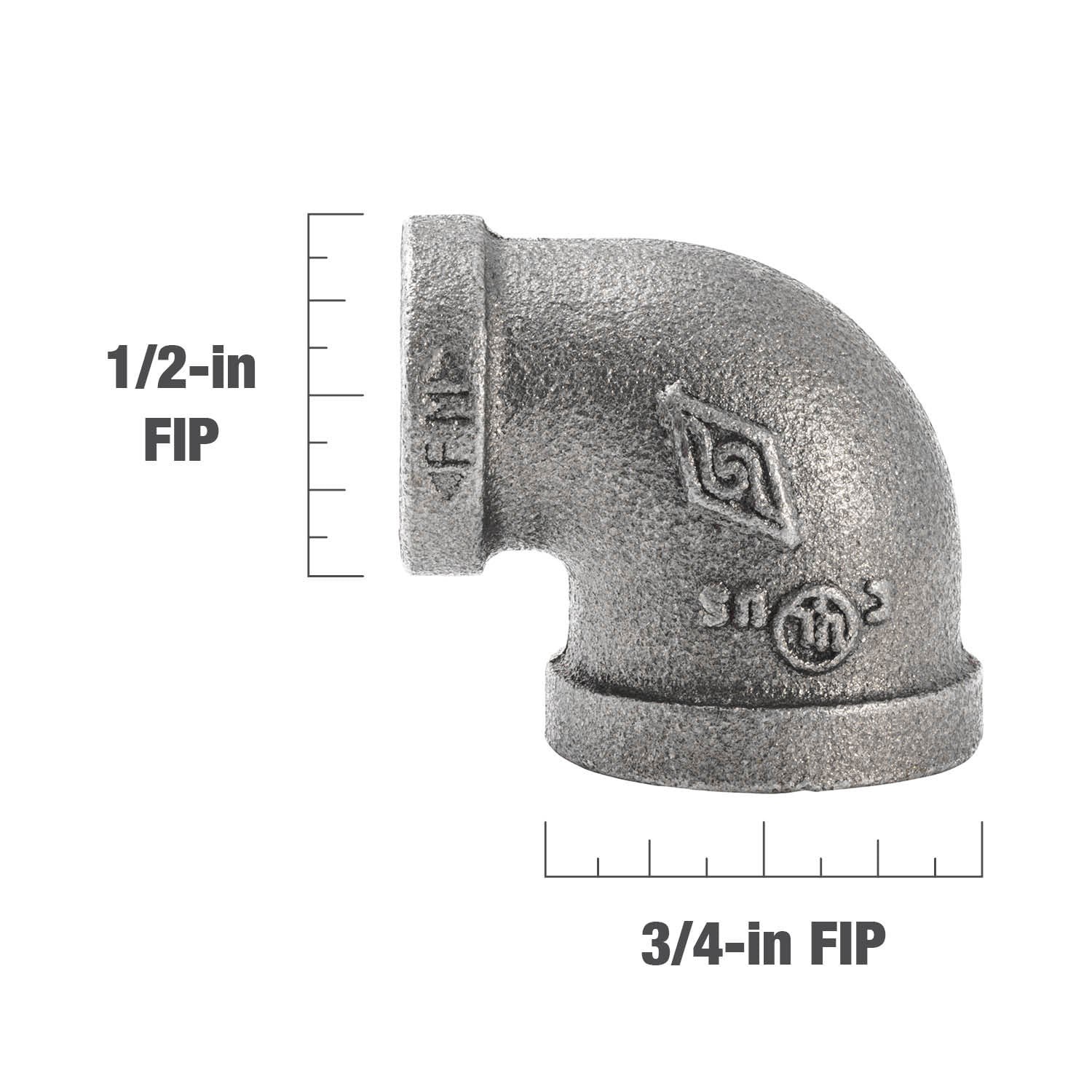 slide 4 of 6, RELIABILT 3/4-in x 1/2-in 90 Black Iron Elbow Fitting, 1 ct