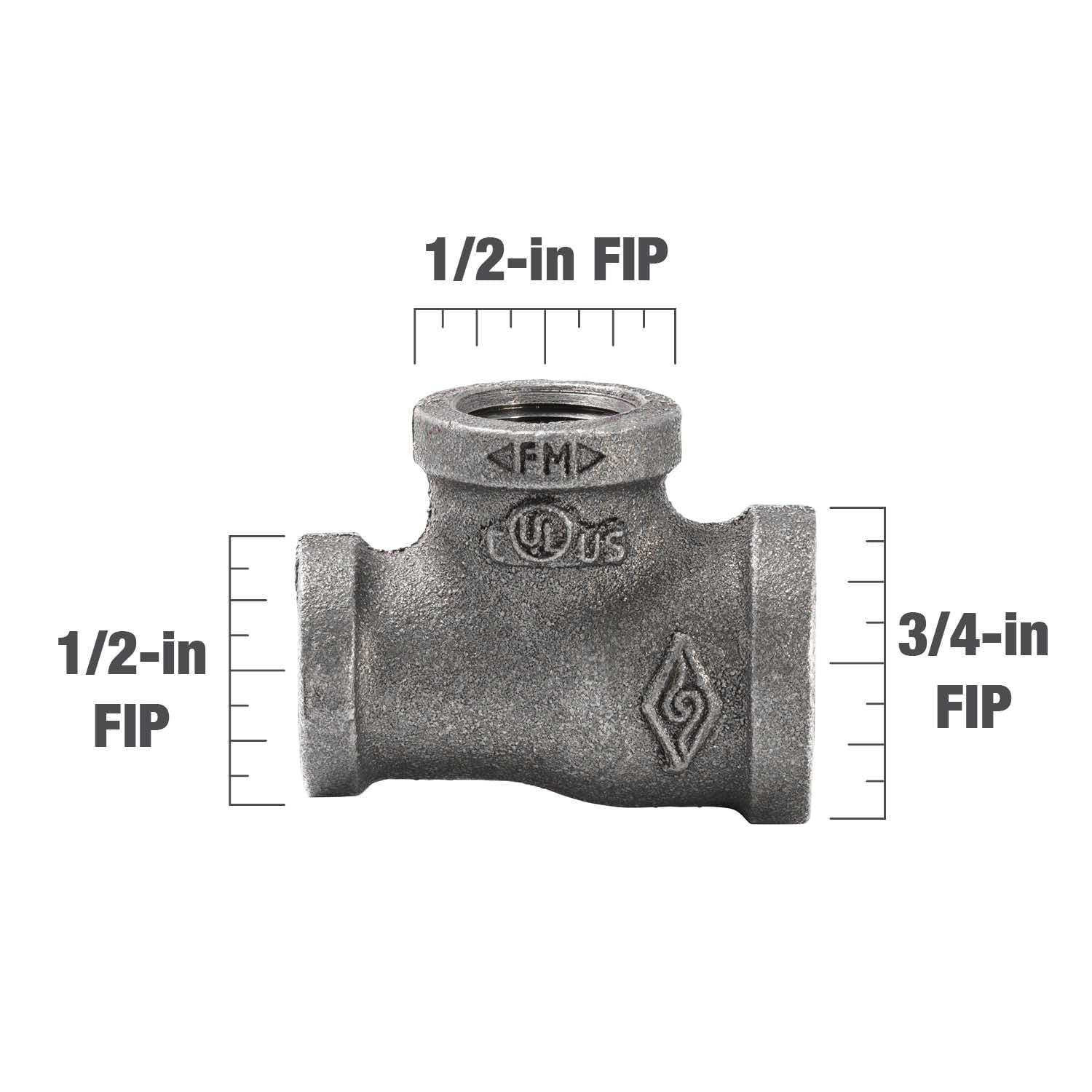 slide 4 of 6, RELIABILT 3/4-in x 1/2-in x 1/2-in Black Reducing Tee, 1 ct