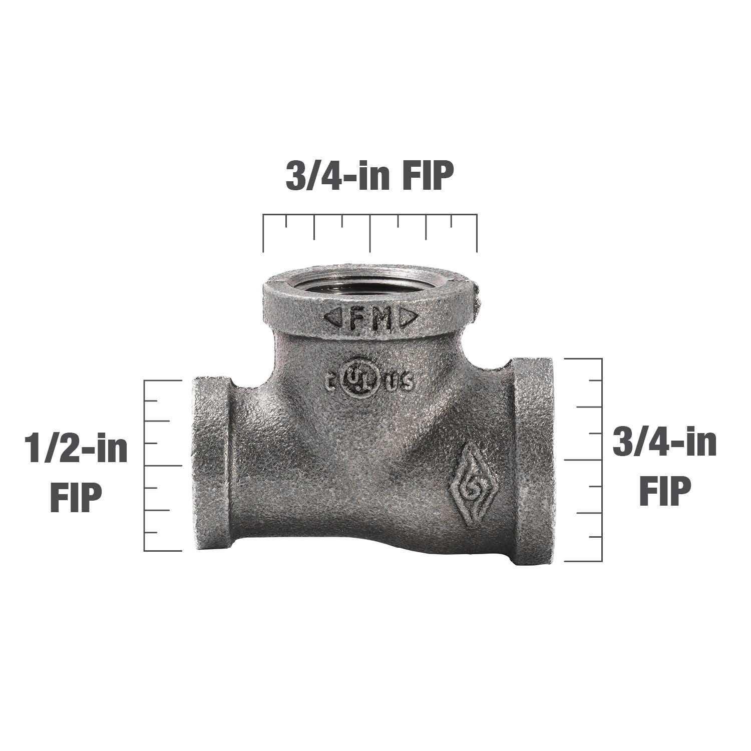 slide 4 of 6, RELIABILT 3/4-in x 1/2-in x 3/4-in Black Reducing Tee, 1 ct