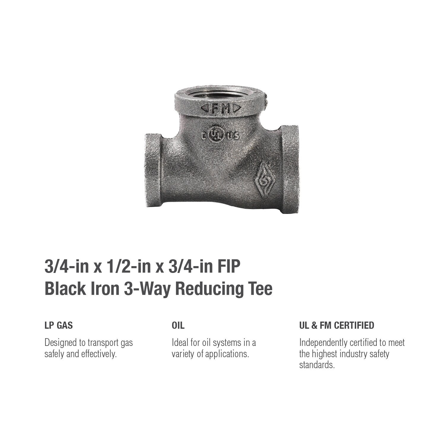 slide 5 of 6, RELIABILT 3/4-in x 1/2-in x 3/4-in Black Reducing Tee, 1 ct