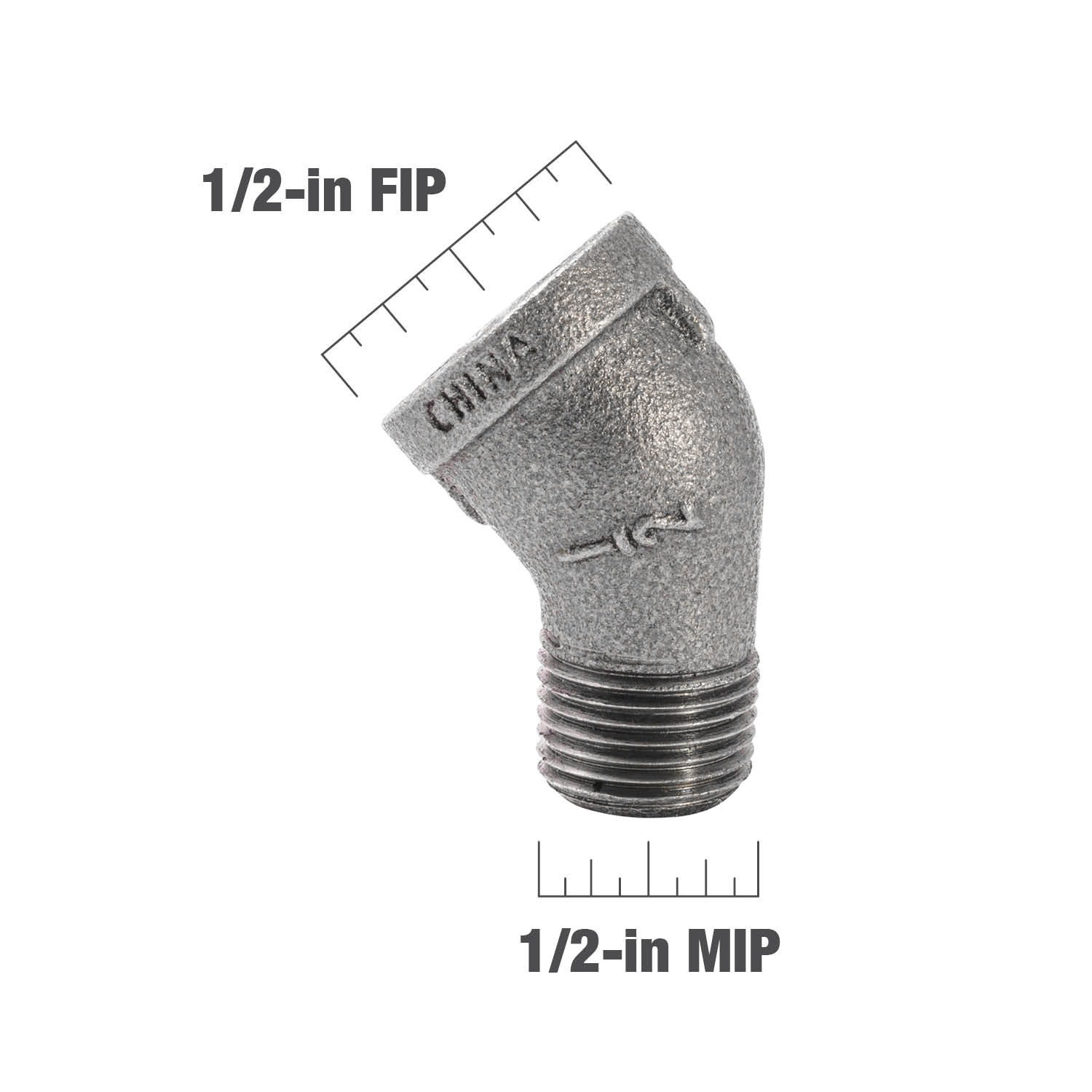 slide 4 of 6, RELIABILT 1/2-in 45 Black Iron Street Elbow Fitting, 1 ct